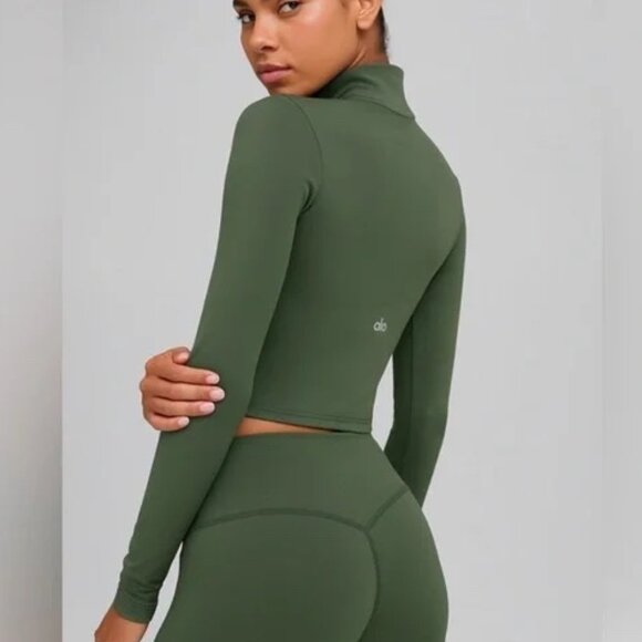 NWT | ALO Softsculpt Precision 1/4 Zip Long Sleeve Clover Green XS - Picture 1 of 6